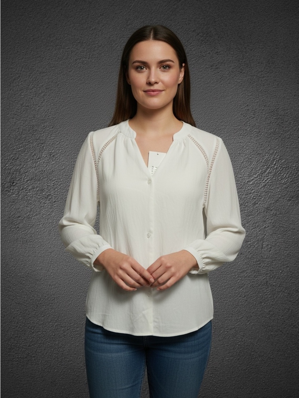 Women's White and Cream Blouse Uoozee Size M